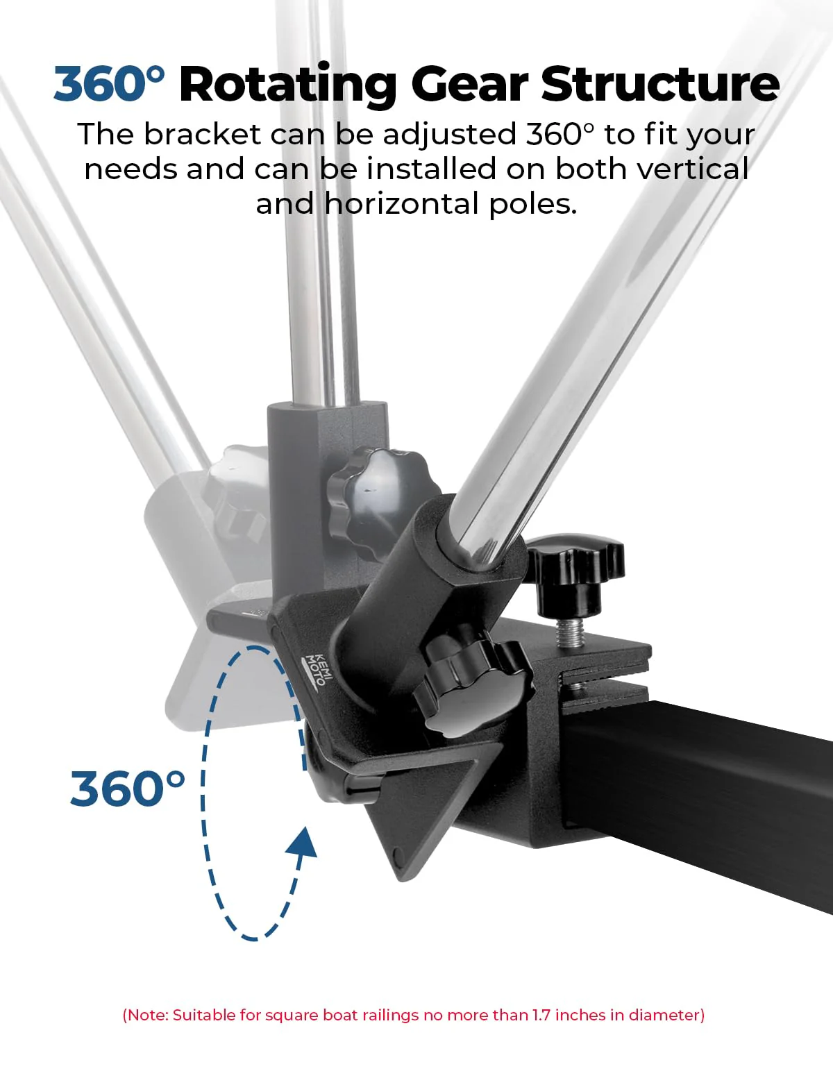 360° Adjustable Boat Rear Mirror with Telescoping Pole 4.5"x8" - Image 10