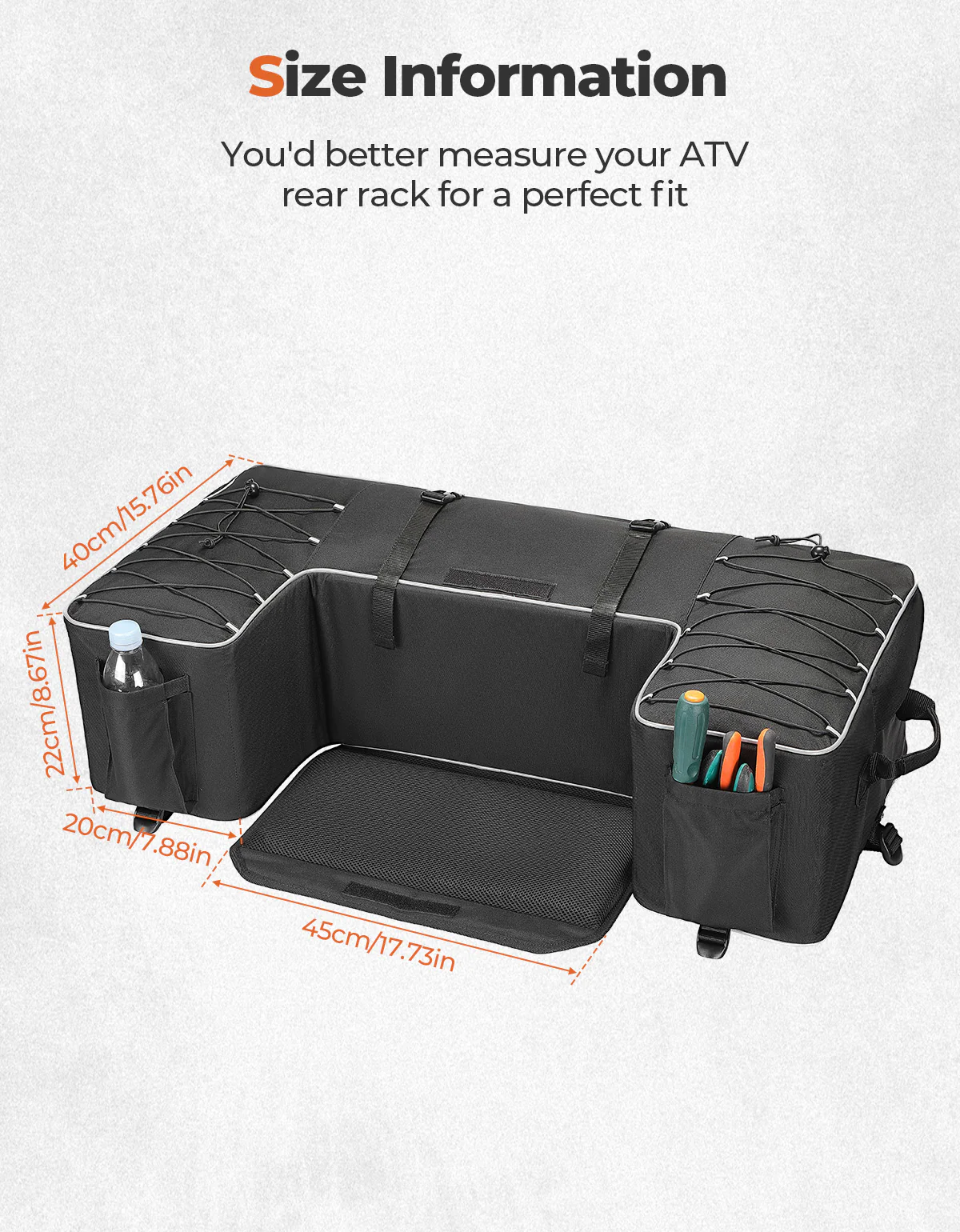 55L ATV Rear Storage Bags w/ Seat Cushion for Sportsman Scrambler TRX FourTrax - Image 8