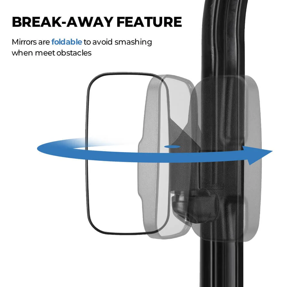 Adjustable Side Mirrors & Rear View Mirror For Polaris Ranger - Image 5