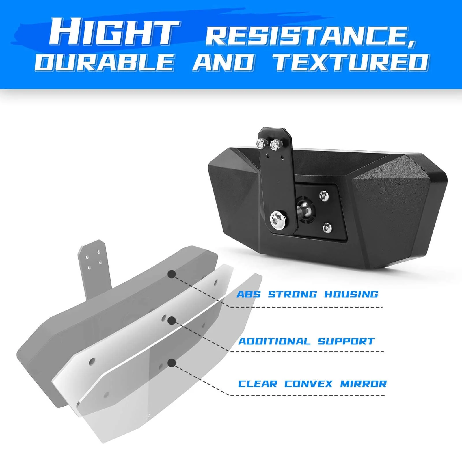 Adjustable Side Mirrors & Rear View Mirror For Polaris Ranger - Image 8