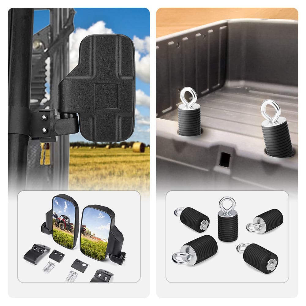 Adjustable Break Away Side Mirrors & 2" Tie Down Anchors Fit Polaris Ranger - Image 15