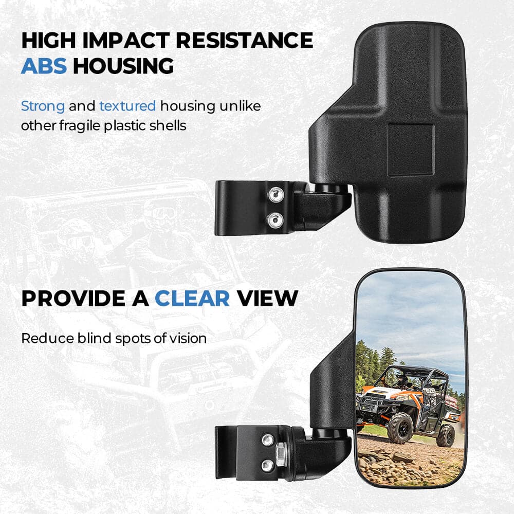 Adjustable Break Away Side Mirrors & 2" Tie Down Anchors Fit Polaris Ranger - Image 4