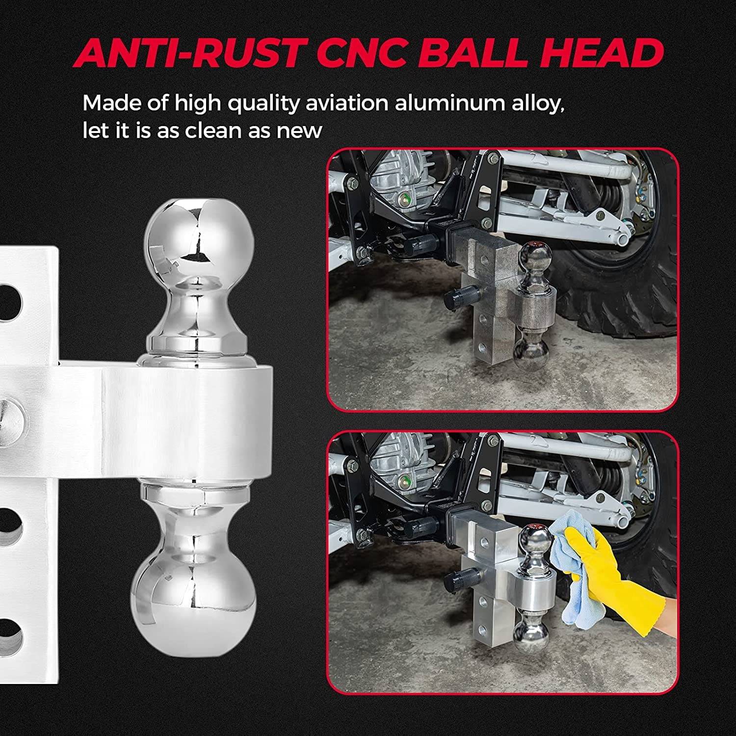 UTV Adjustable Trailer Hitch Ball Mount - Image 5
