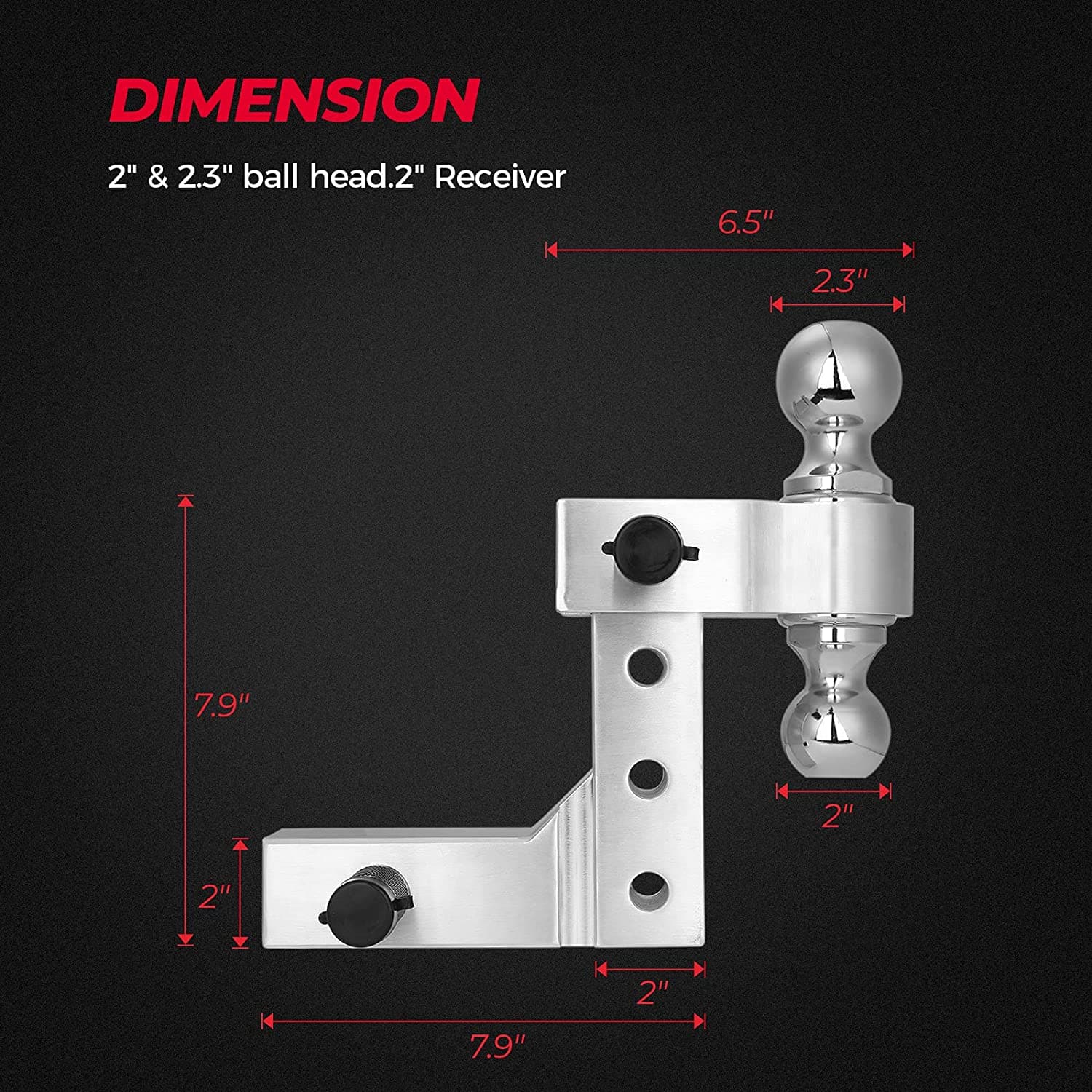 UTV Adjustable Trailer Hitch Ball Mount - Image 6