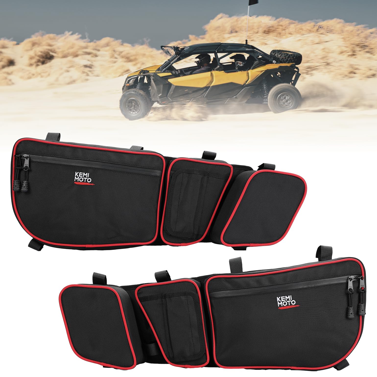 Storage Door Bags with Removable Knee Pad for Can Am Maverick X3 - Image 9