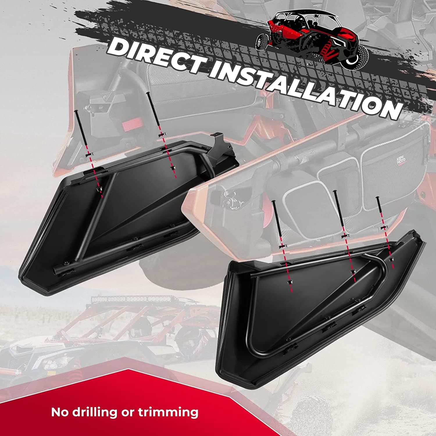 4pcs Lower Doors Panels with Metal Frame for Can-Am Maverick X3 MAX - Image 3