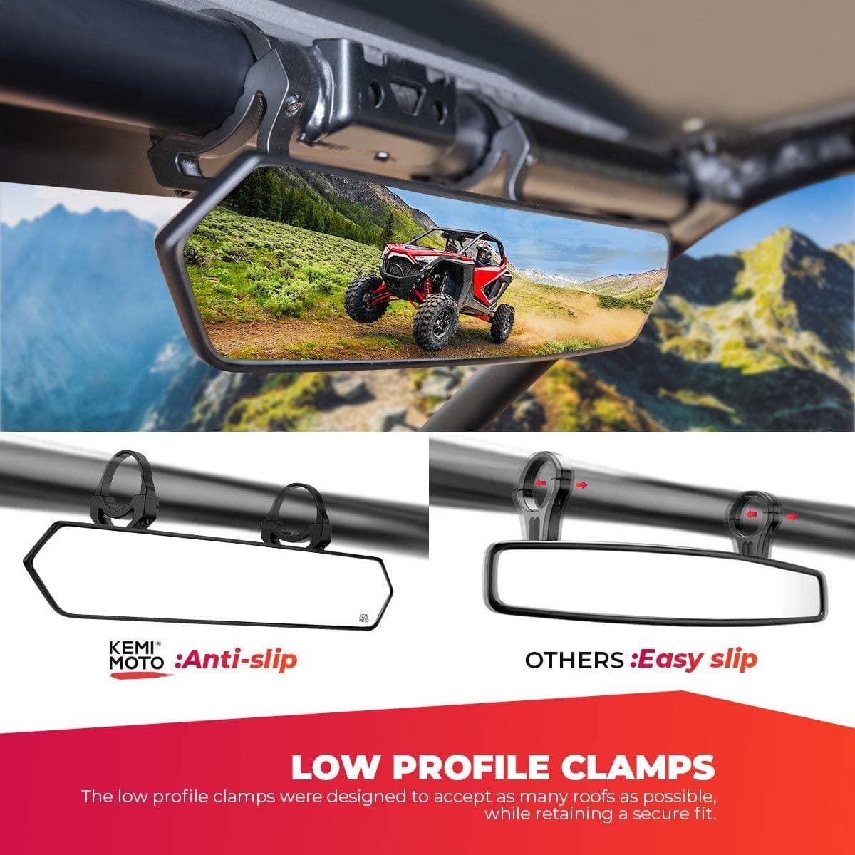 UTV 1.65"-2" Rear View Mirror &1.75"-2" LED Side Mirror - Image 5