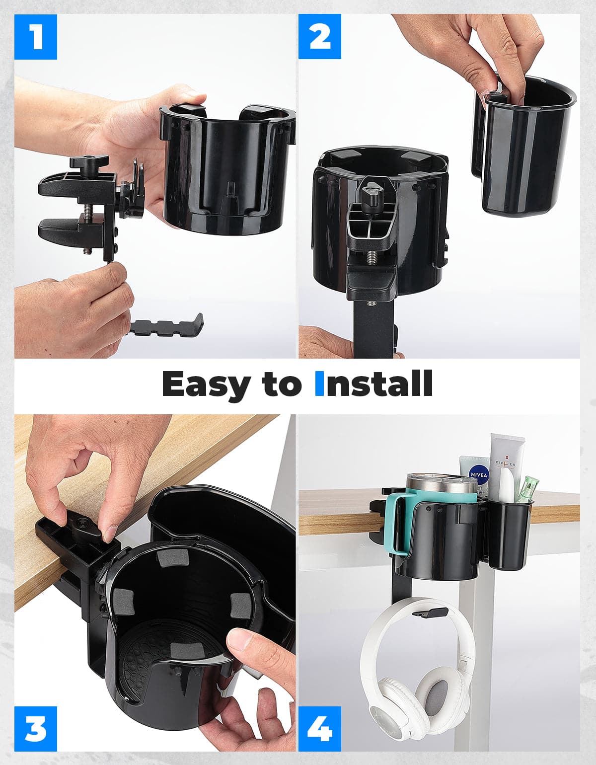 2-in-1 Desk Cup Holder with Headphone Hanger - Image 6