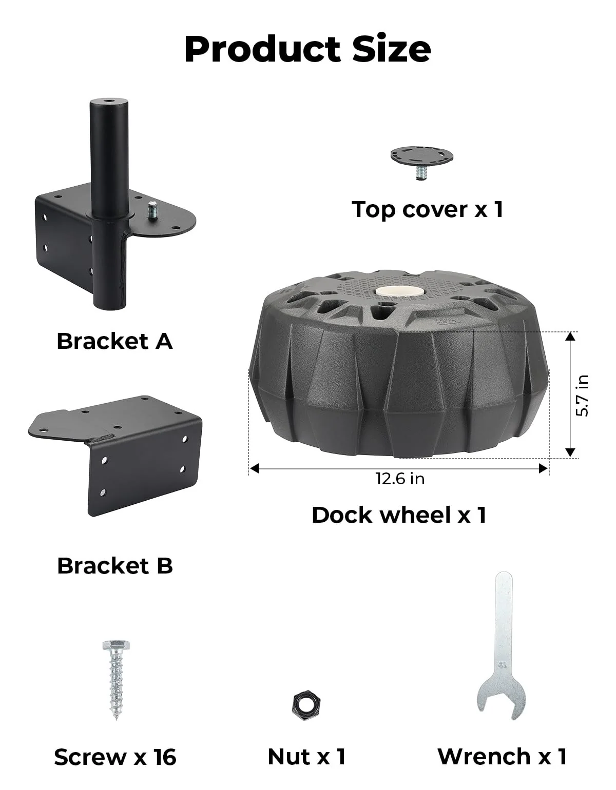 Boat Dock Bumper Wheel for Straight or Corner Mount, 1 PC, Grey - Image 6