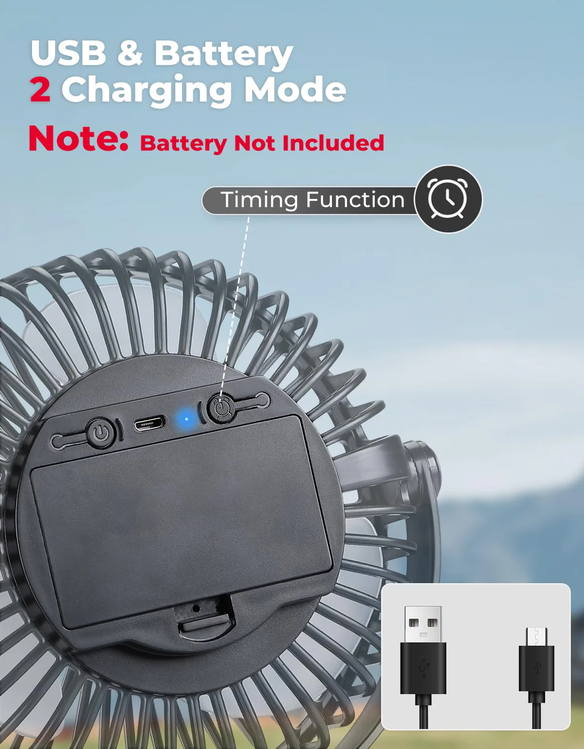 Long Battery Life 5 Speeds Fan with Clip for EZGO Club Car Drive - Image 3