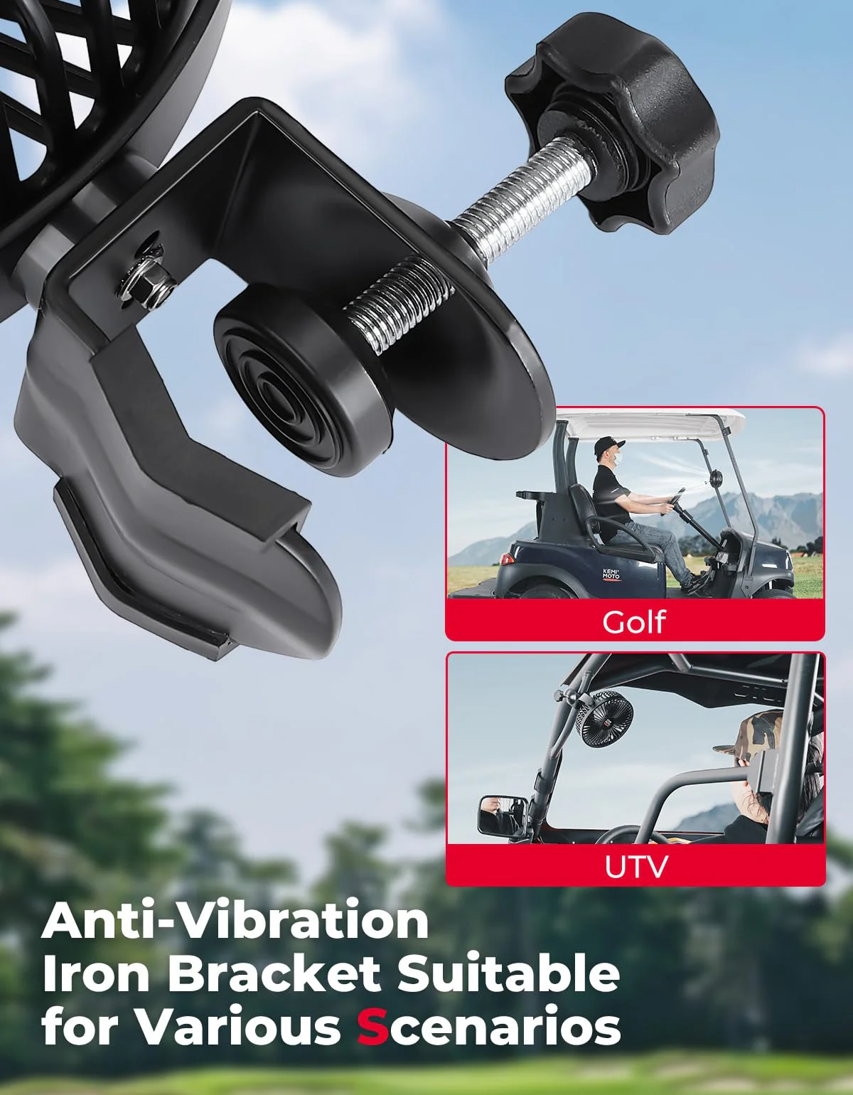Long Battery Life 5 Speeds Fan with Clip for EZGO Club Car Drive - Image 7