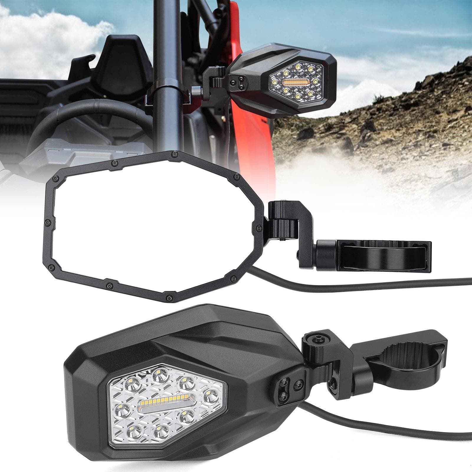 Mirrors with LED Turn Signal Lights(New Design) For Can-am Commander 800/1000 2011-2020 - Image 8