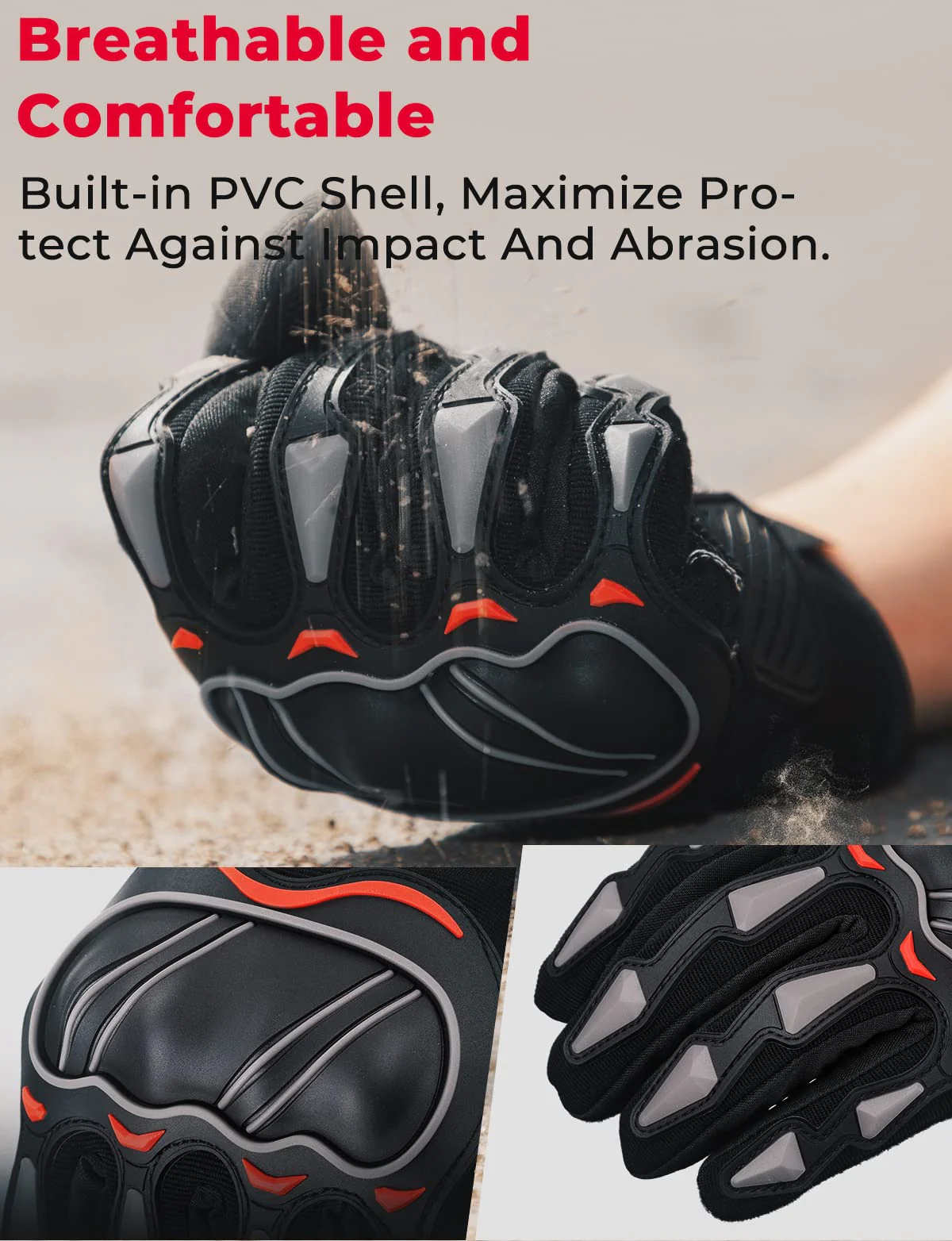 Motorcycle Touchscreen Riding Gloves with Hard Knuckle - Image 3