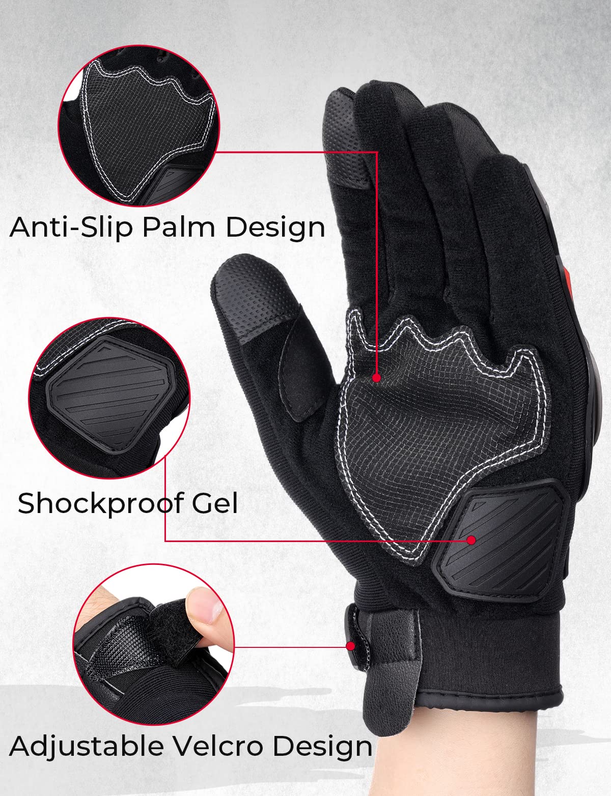 Motorcycle Touchscreen Riding Gloves with Hard Knuckle - Image 4