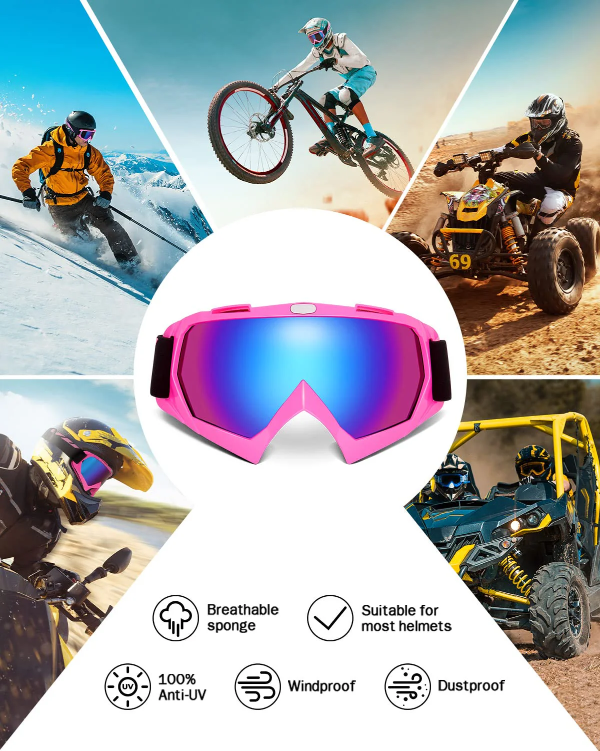 ATV Motorcycles Rose Riding Goggles - Image 5