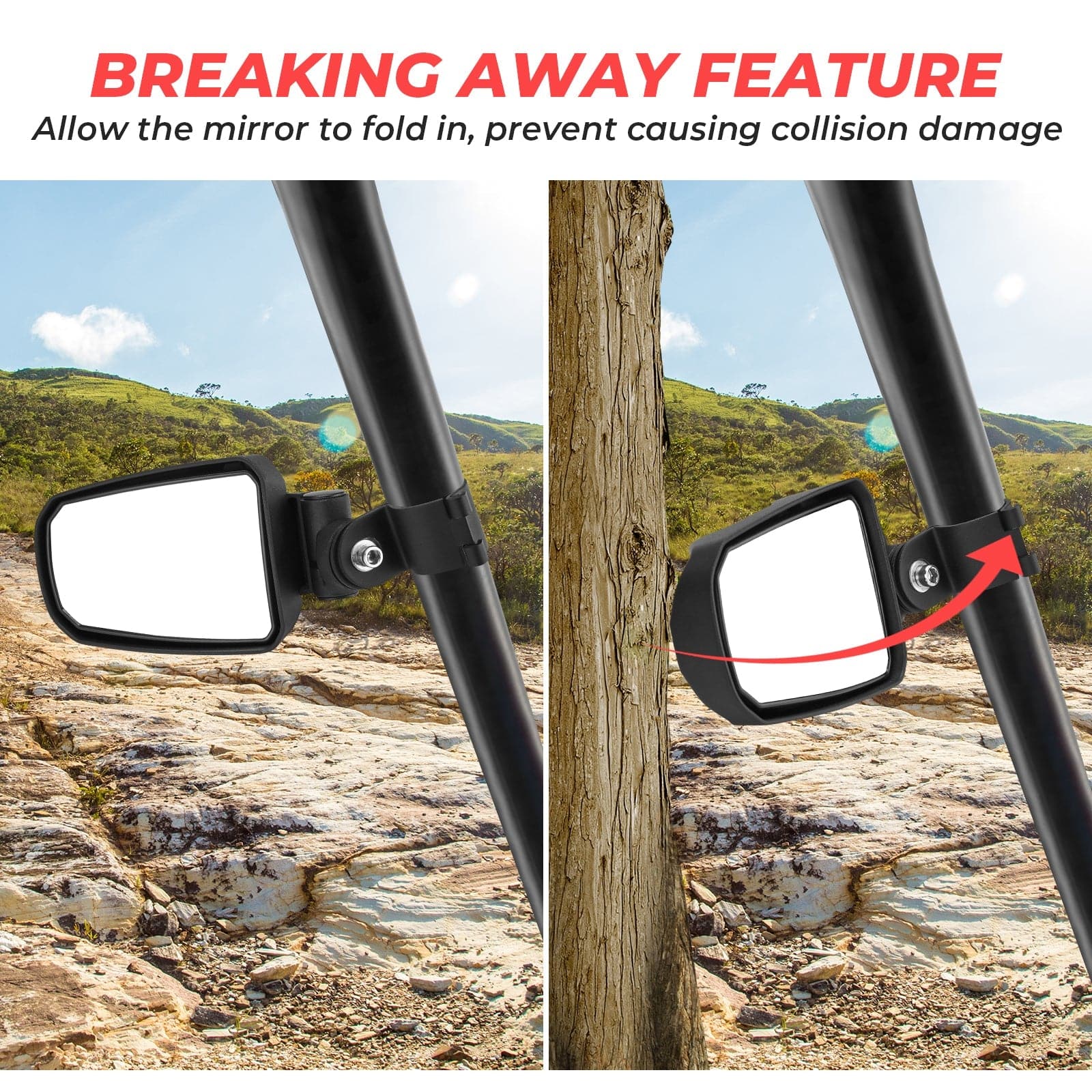 Adjustable Side View Convex Mirror for 1.75" Roll Cage Fit Honda - Image 4