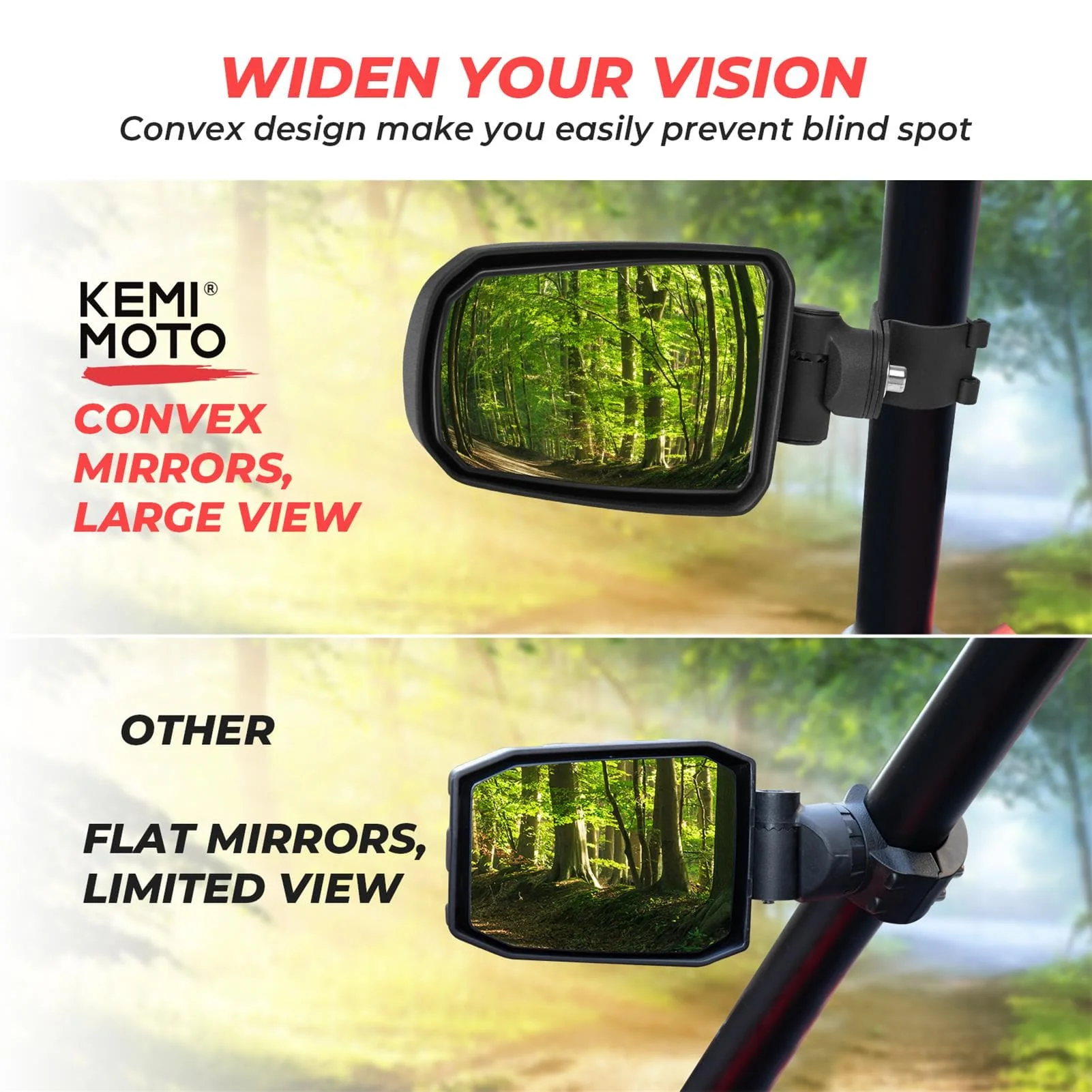 Adjustable Side View Convex Mirror for 1.75" Roll Cage Fit Honda - Image 7