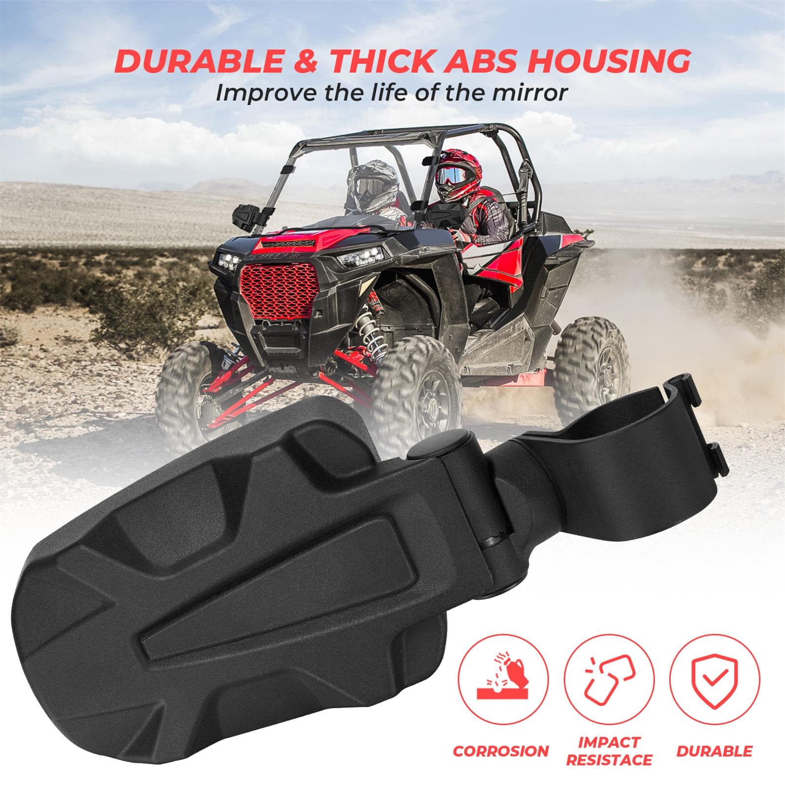 Adjustable Side View Convex Mirror for 1.75" Roll Cage Fit Honda - Image 8