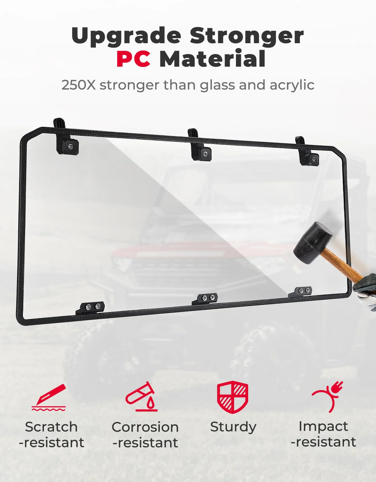 Midsize 570 Rear Windshield for Polaris Ranger 500 / Crew 570 / ETX - Image 5