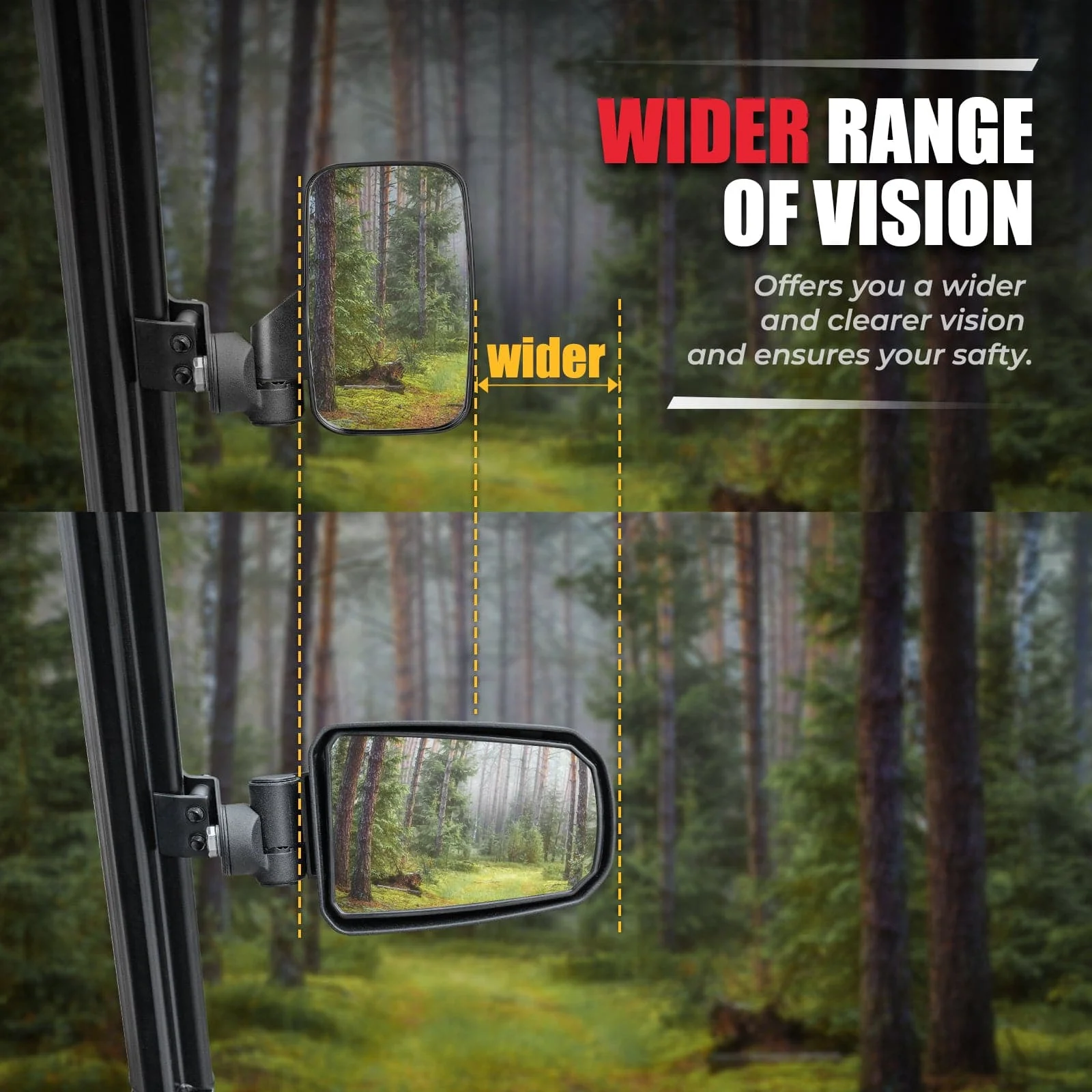 Side Mirrors for Polaris Ranger/Can-am Defender/Maverick Trail - Image 6
