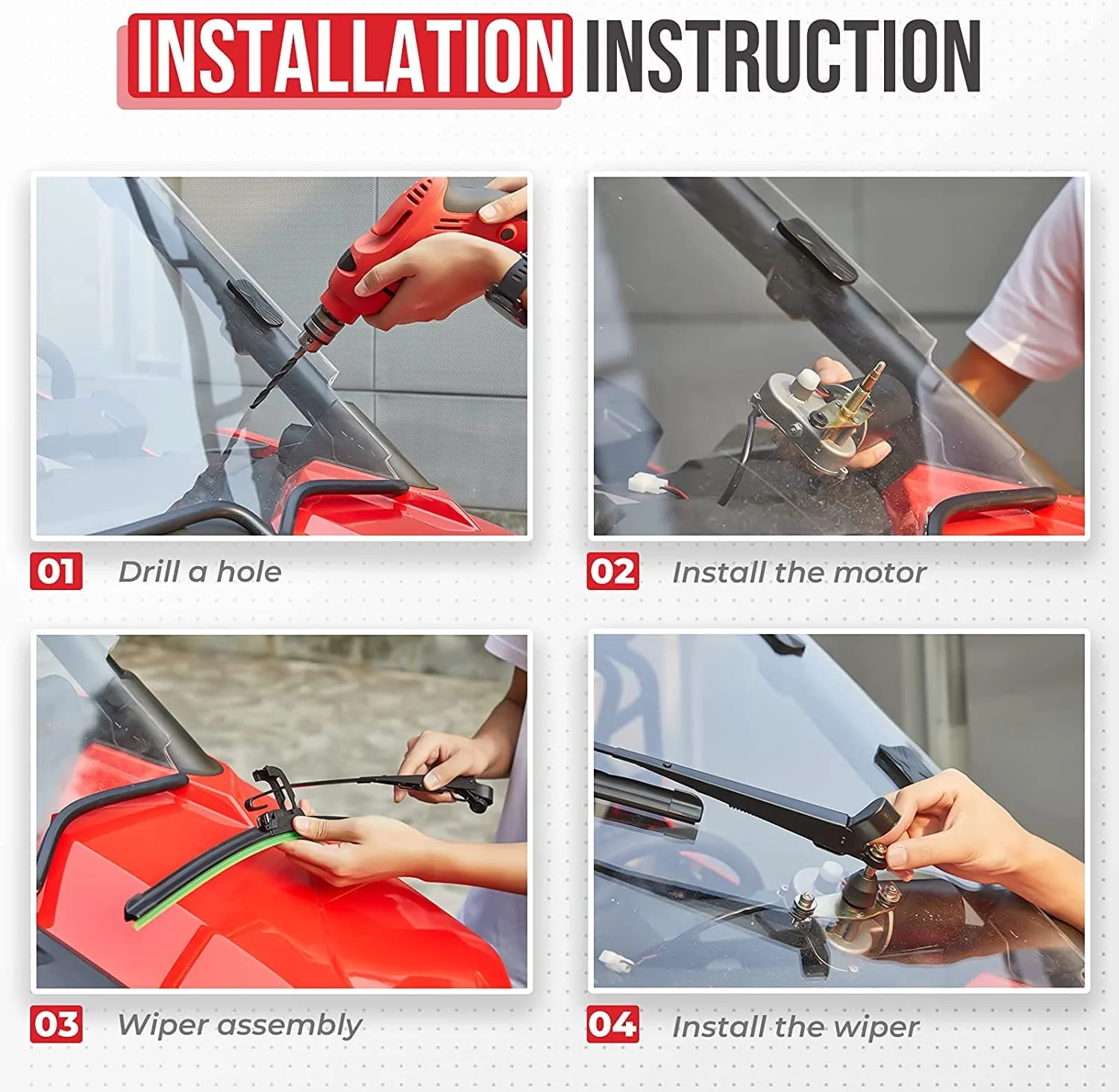 12V Electric Windshield Wiper Kit for most UTV - Image 3