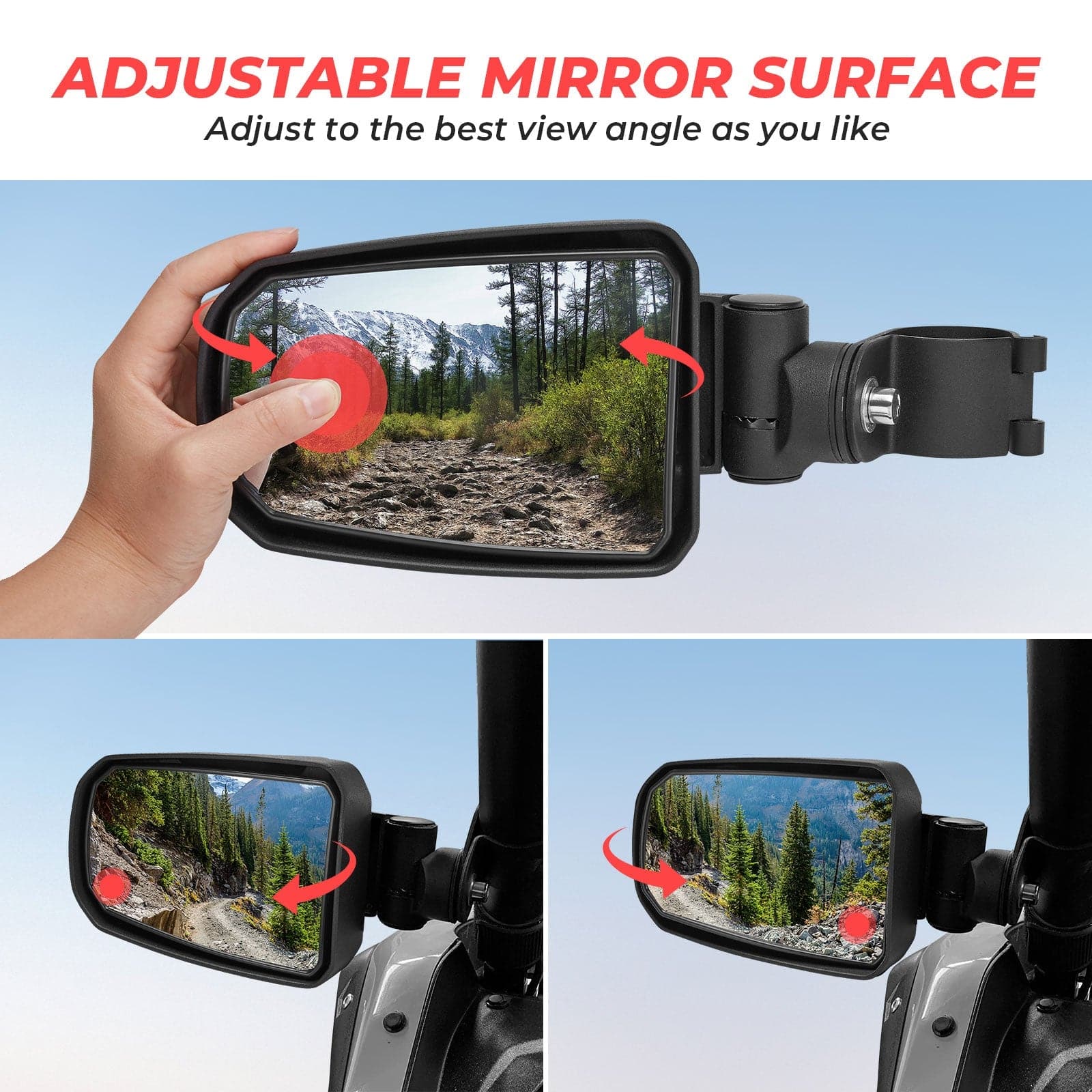 Adjustable Side View Mirror for 1.75" Roll Cage For Polaris RZR - Image 5