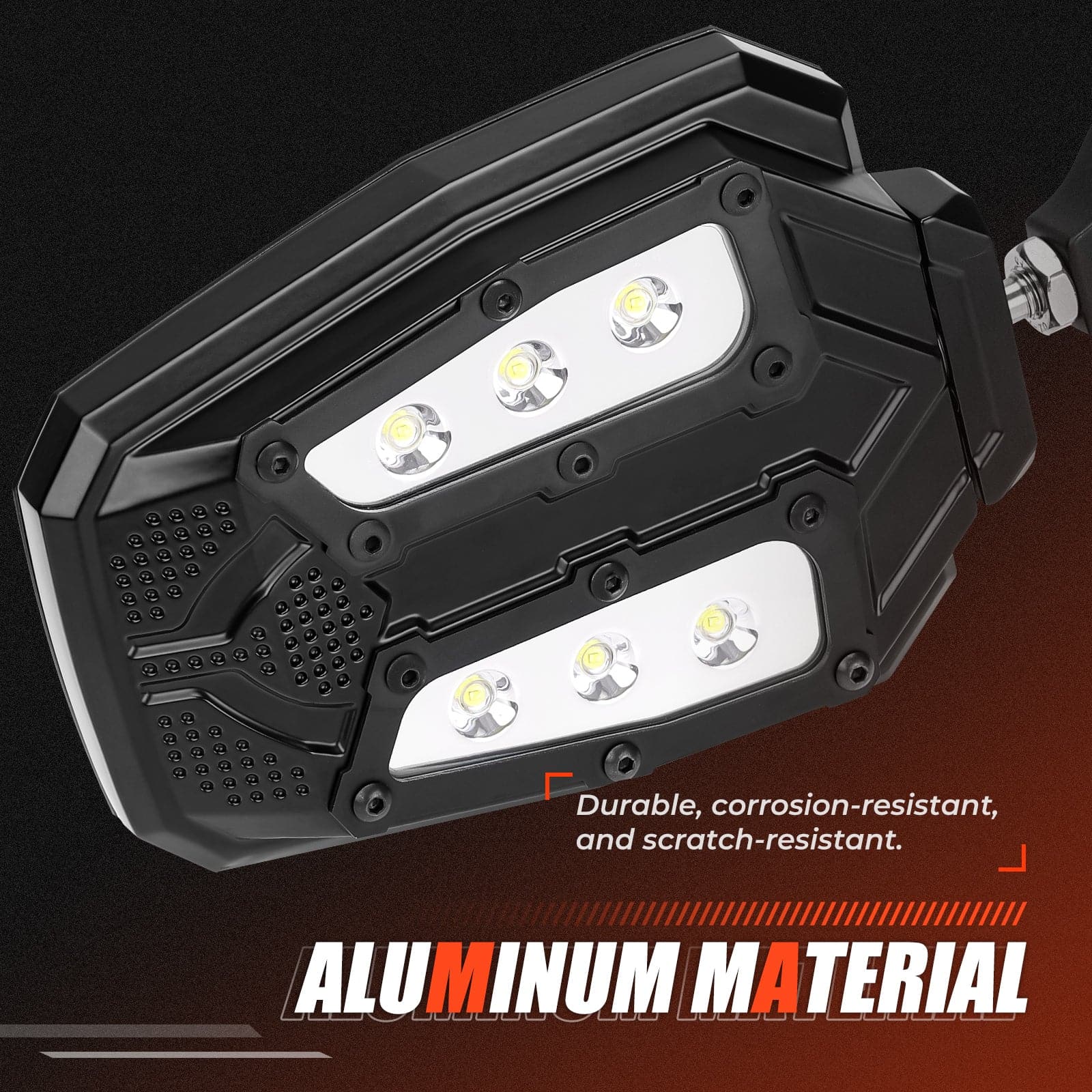 Universal 1.75"/2" Rear View Side Mirrors with LED Rock Light (1 pair) - Image 4