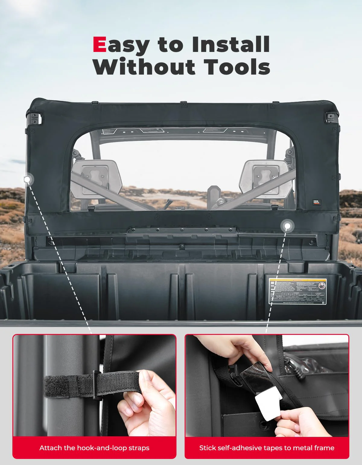 Soft Rear Windshield with Zipper for Can-Am Defender HD10|9|8|7|5 - Image 5