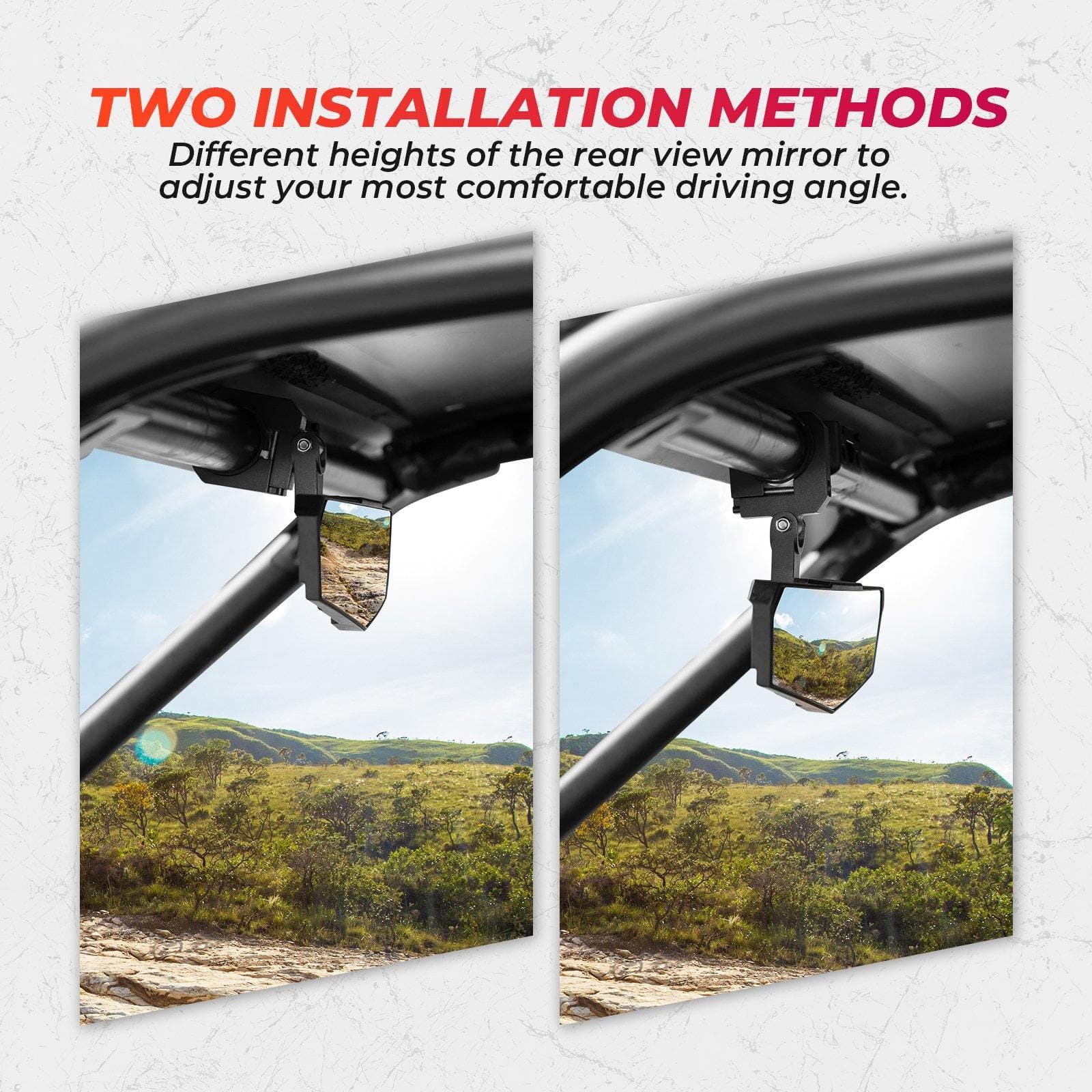 1.5-2" Rear view Mirror for Polaris RZR/Pioneer/Talon/ X3/ CFMOTO/Kawasaki - Image 3