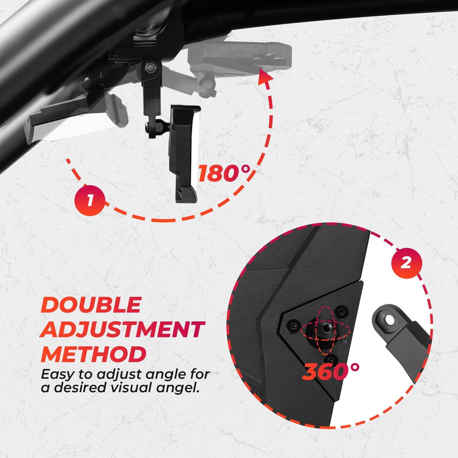 1.5-2" Rear view Mirror for Polaris RZR/Pioneer/Talon/ X3/ CFMOTO/Kawasaki - Image 5