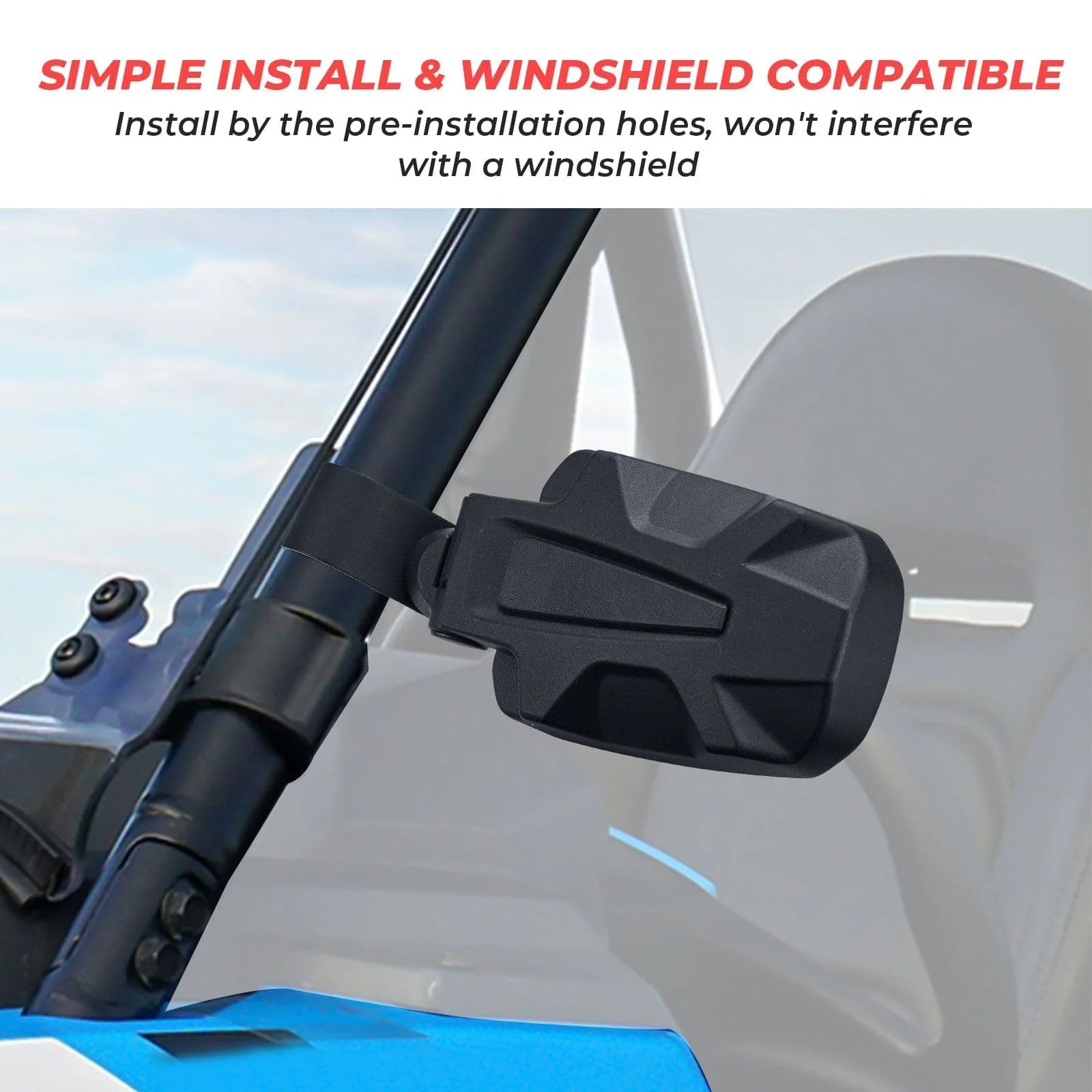 UTV 1.65"-2" Rear View Mirror & 1.75" Round Tube Convex Side Mirror - Image 12