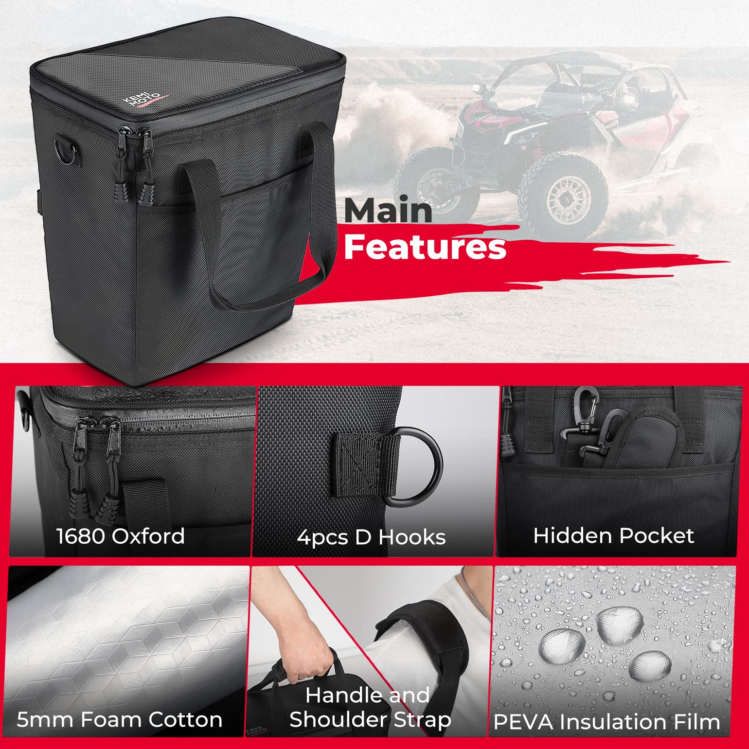 UTV Universial Ice Bag Cooler Bag for Polaris, Can Am, Kawasaki - Image 8