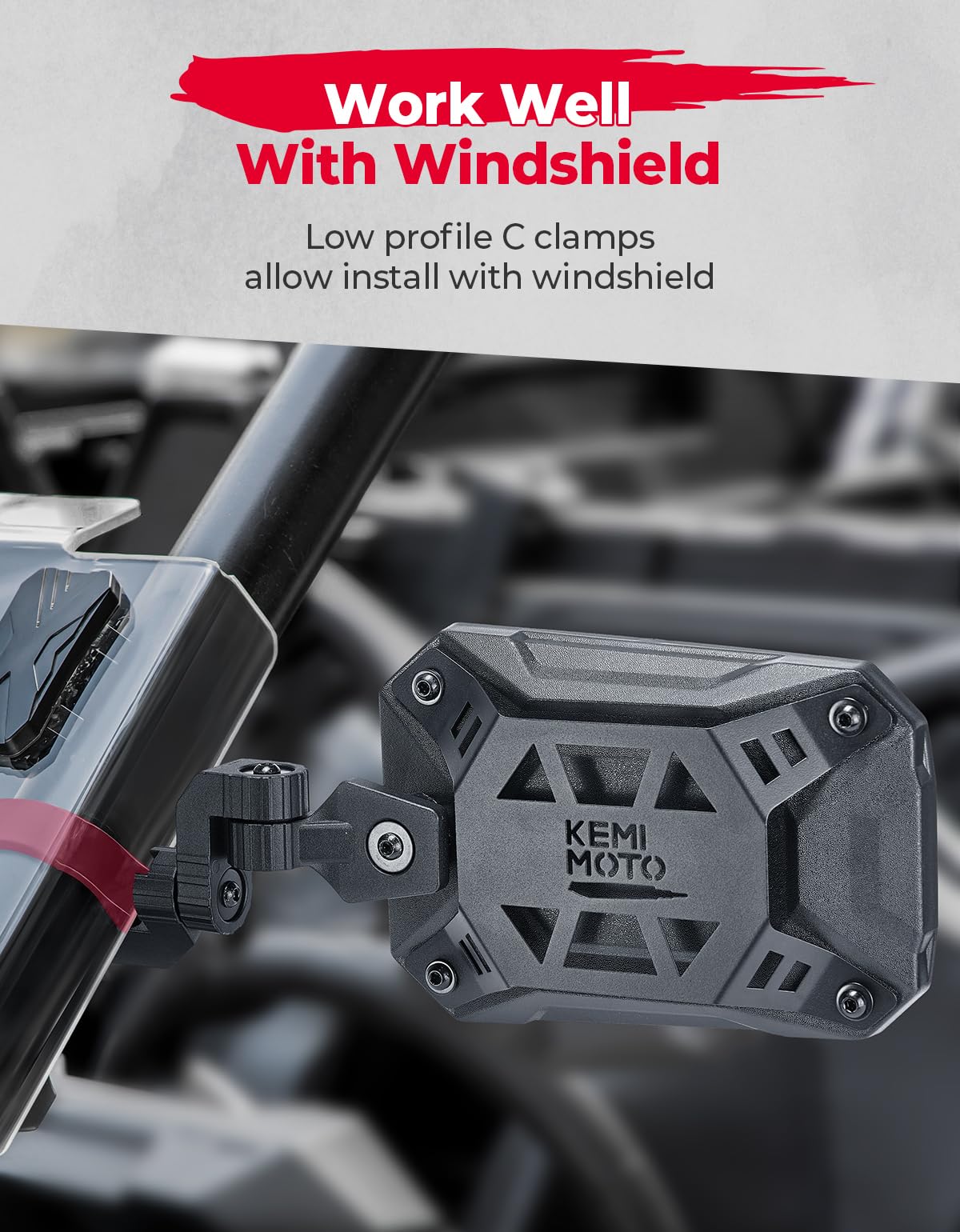 UTV Side Mirrors, Tool-free Multi-Adjustment for Can Am Maverick X3/ RZR w/ 1.65-2" Roll bar - Image 5